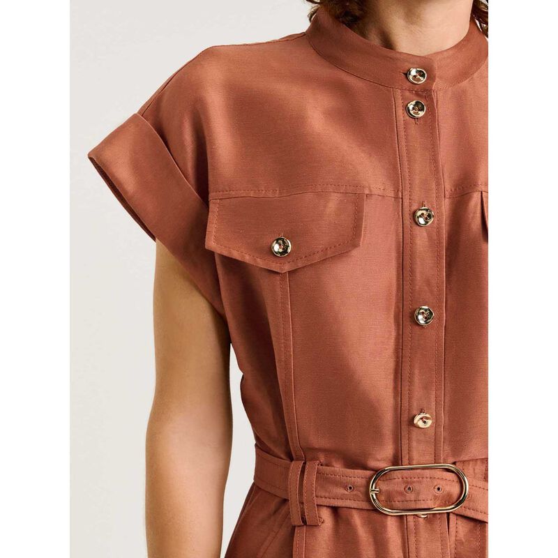 Veronika Maine Linen Viscose Blend Utility Midi Dress image number 2